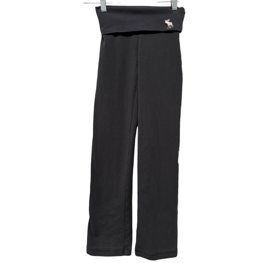 Abercrombie Kids Y2K Embroidered Foldover Flare Sweatpants Girls Sz S 2000s
